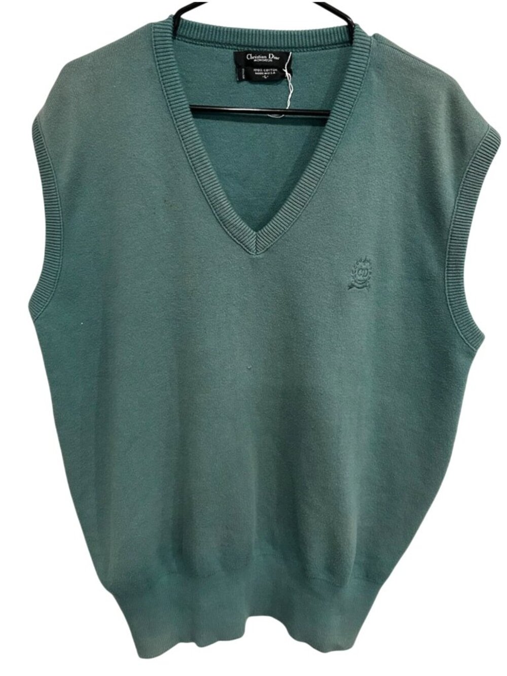 Christian Dior Monsieur Large Mens Vest Green Sleeveless V-Neck Old Money